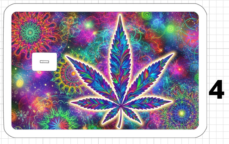 Psychedelic Weed Leaf ATM Debit Credit Sticker Skin 420 USA Cannabis Pot Stoner