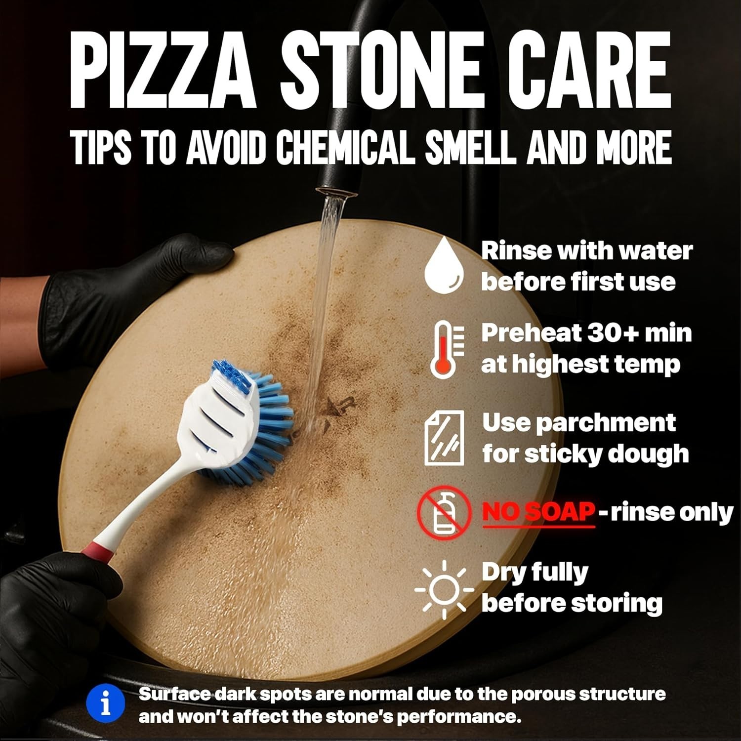 16-Inch Pizza Stone for Oven and BBQ Grill with Handles, Round, 5/8" Thick – Nat