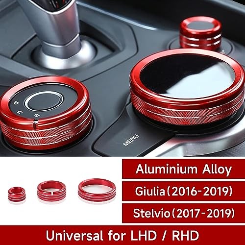 3PCS Car Multimedia Knob Cover Sticker Decal Interior Trim fit Multimedia Ring