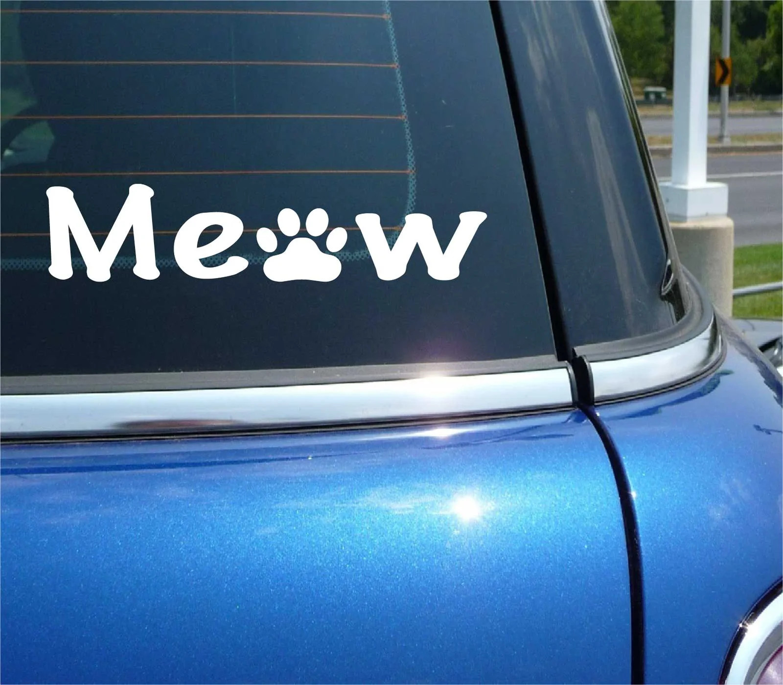 MEOW PAW PRINT DECAL STICKY FUNNY CAR KITTY KITTEN PET ANIMAL LOVE CARE TRUCK