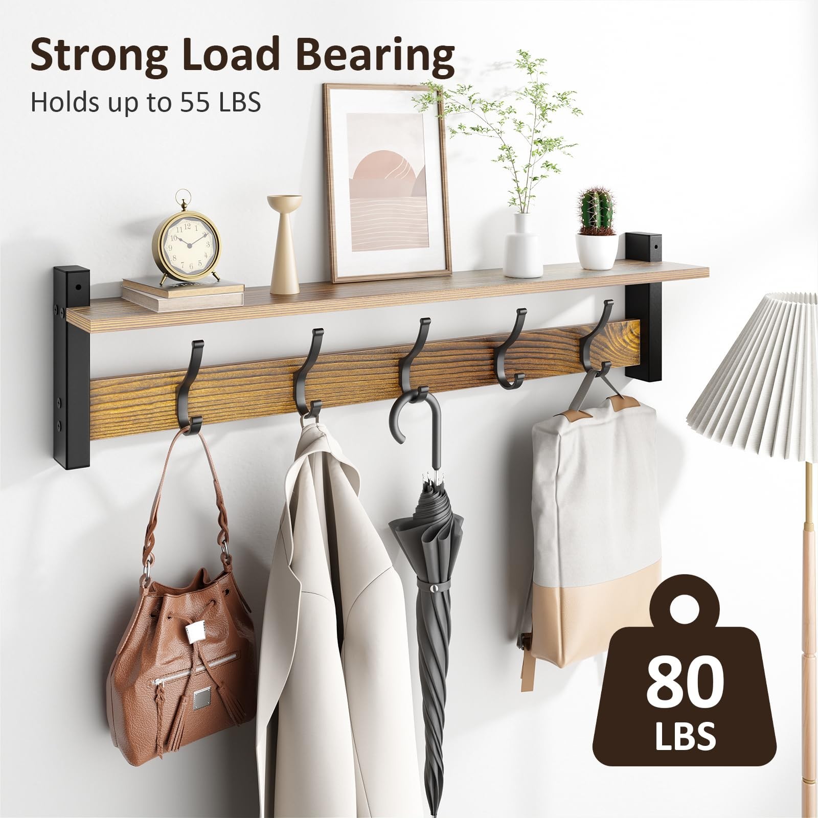 Coat Rack Wall Mount with Shelf, 29 Inch Coat Hanger Walls Mounted, Hat Rack …