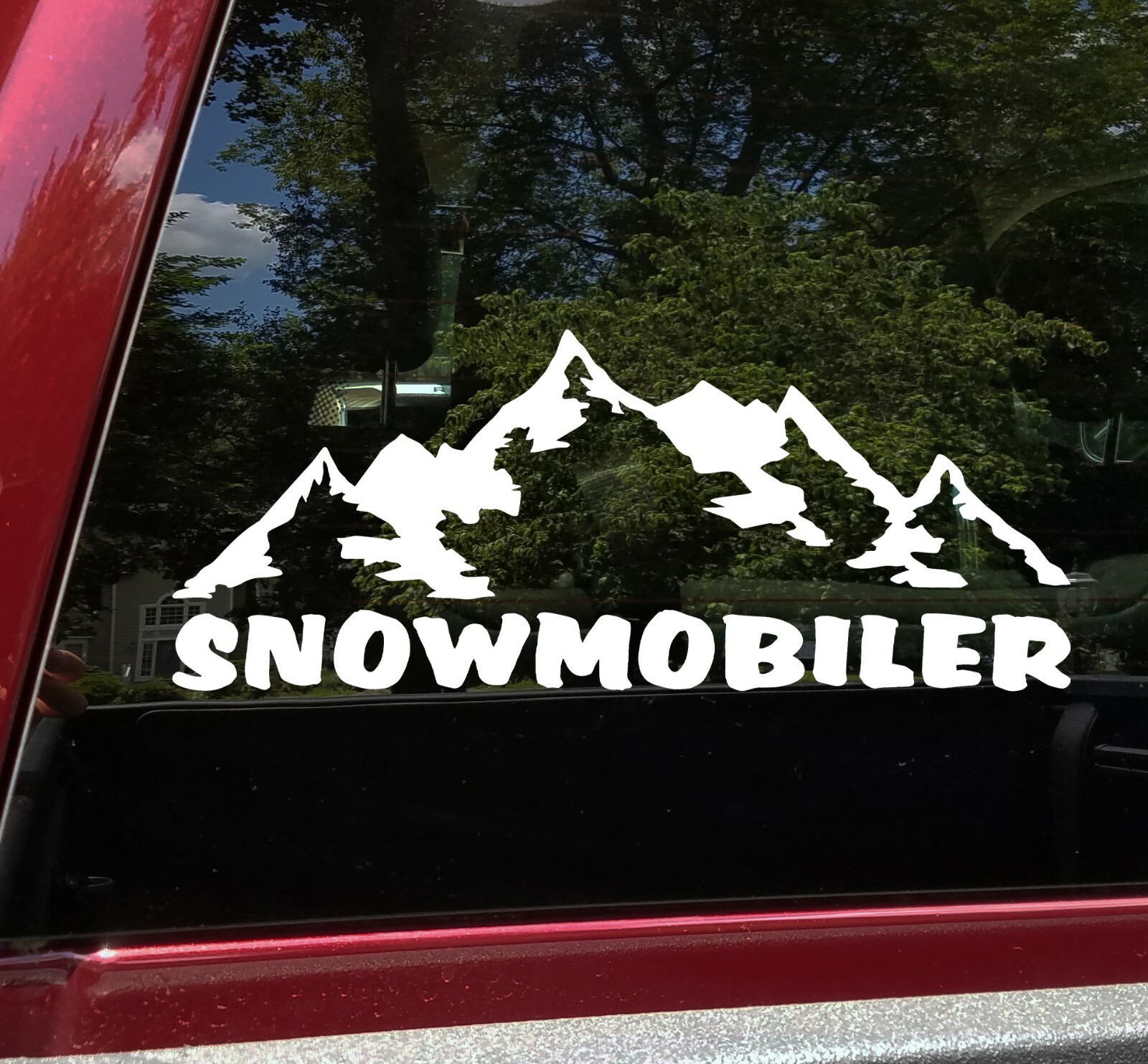 Snowmobiler Vinyl Decal | Snow Sled Motor Sledge Mountains | Die Cut Sticker