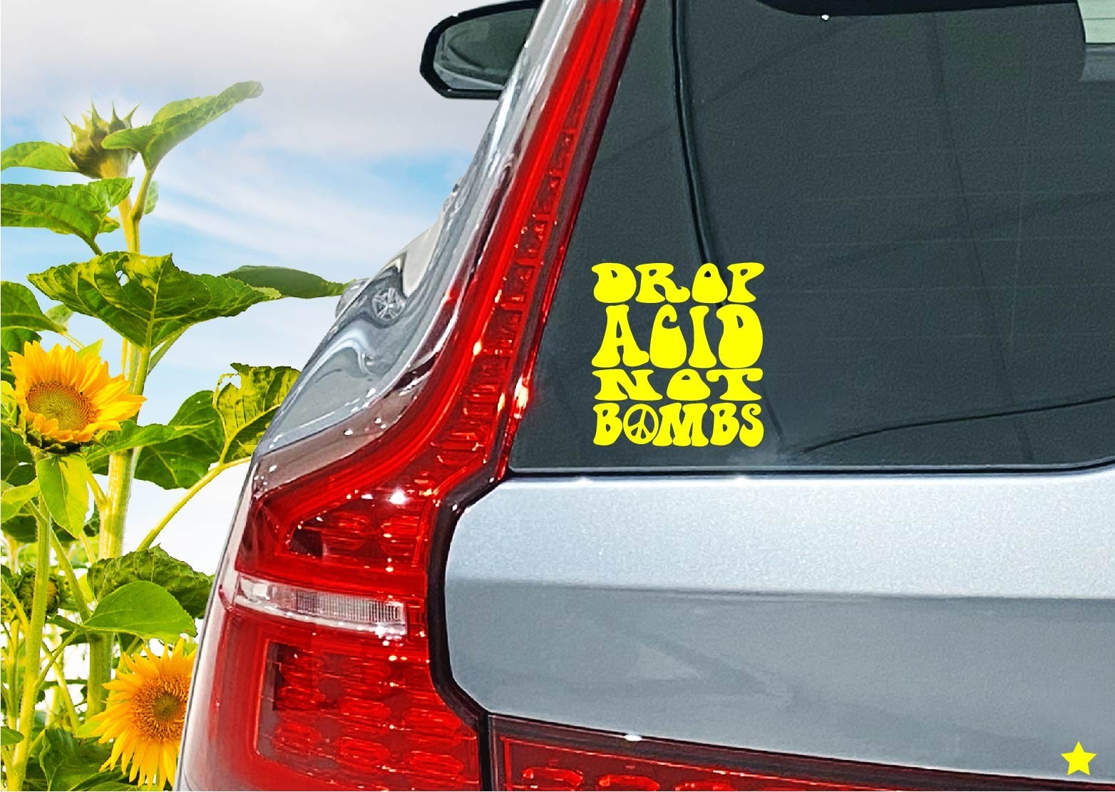 Drop Acid Not Bombs Decal Sticker Peace Sign Symbol Love Hippie Retro 70s No War
