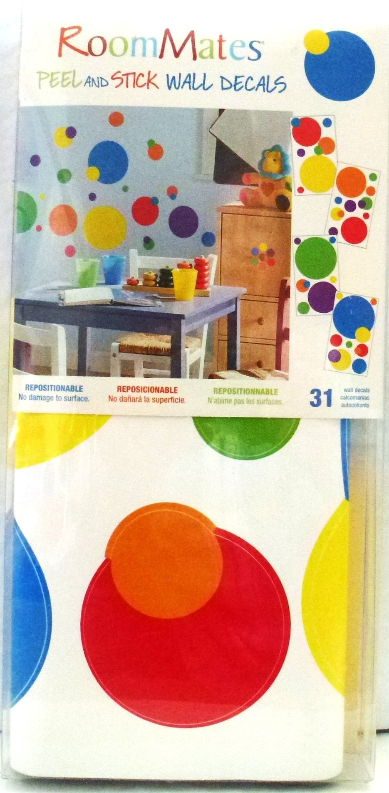 Roommates Multi-Colored Dots Peel & Stick Wall Decals 31 Self-Adhesive Pre-cut
