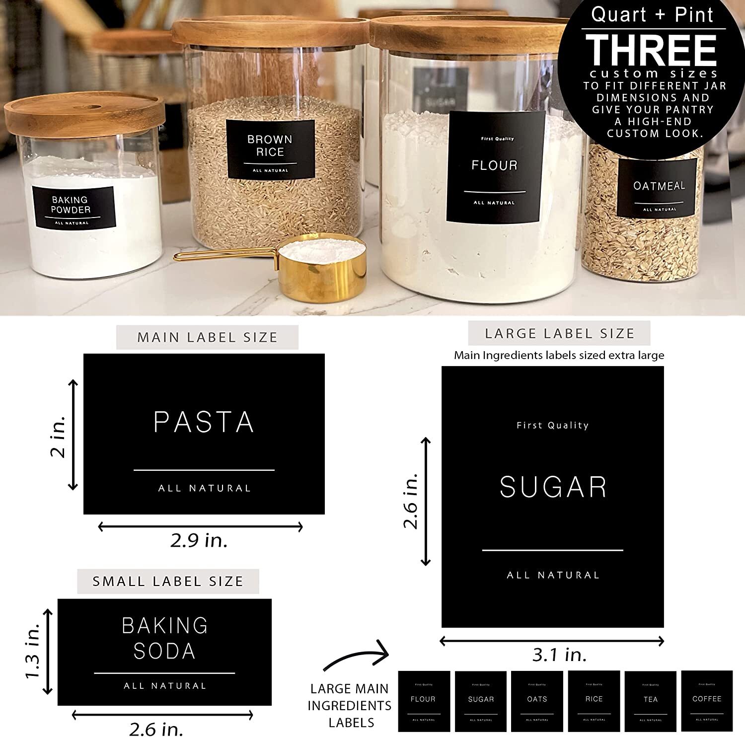 134 Kitchen Pantry Labels for Containers Minimalist Preprinted Farmhouse Style