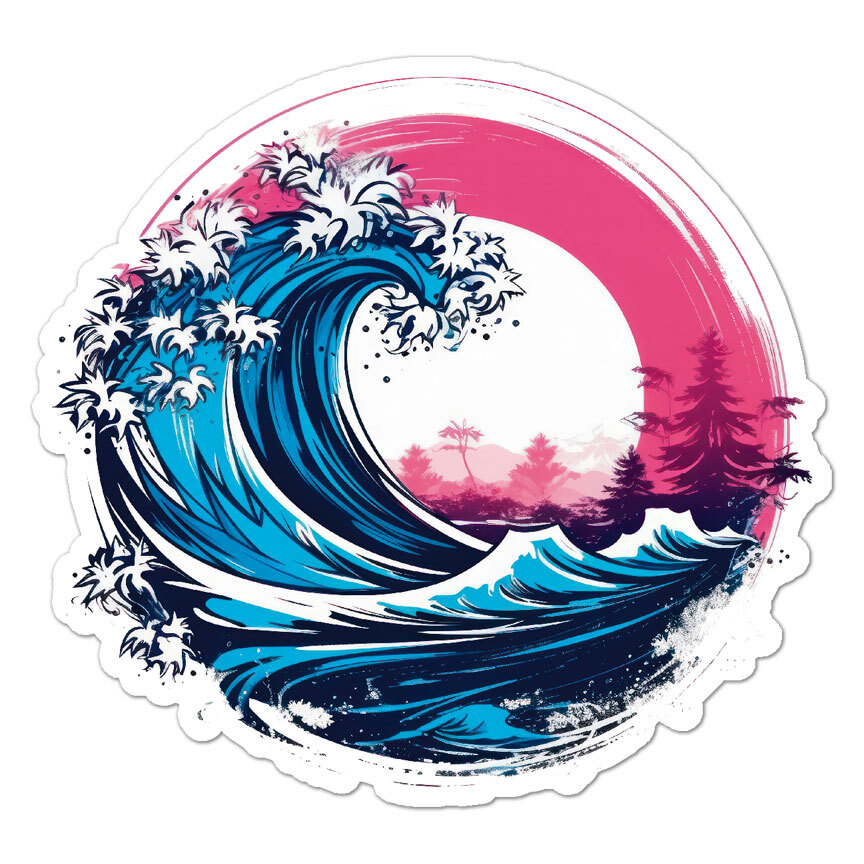 Surf Waves, Vinyl Decal Sticker, Indoor Outdoor, 3 Sizes, #9799