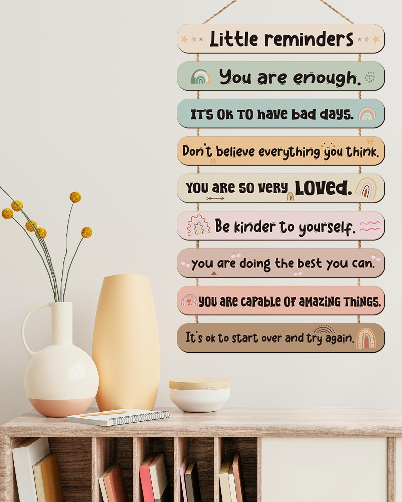 Romart Little Reminders Wall Decor: Boho Wooden Inspirational Wall Art for Ki…