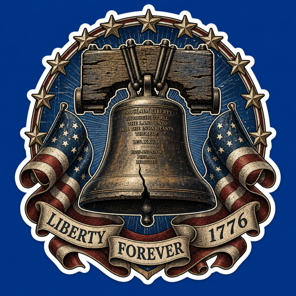 3 Inch Liberty Bell Sticker Patriotic USA Decal 1776 American Freedom Vinyl Sti