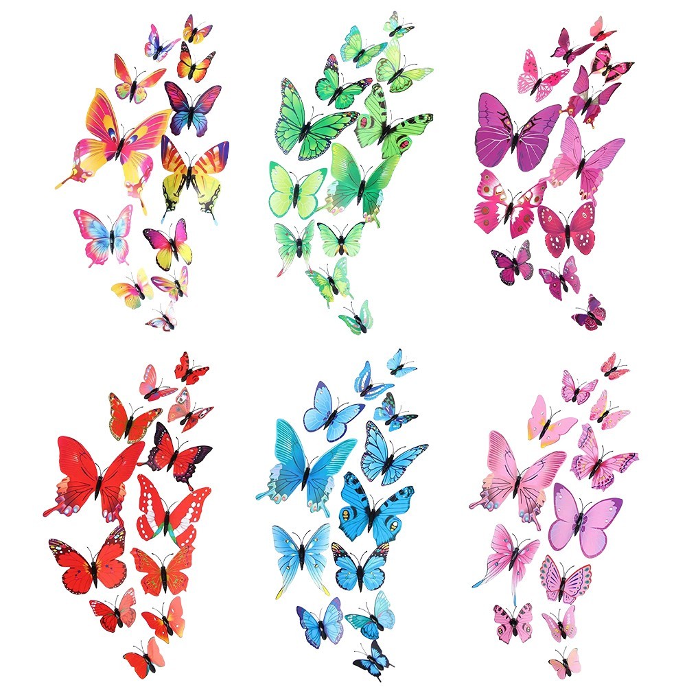 Whimsical 3D Butterfly Wall Art 12pcs Set for Living Room and Bedroom Decor
