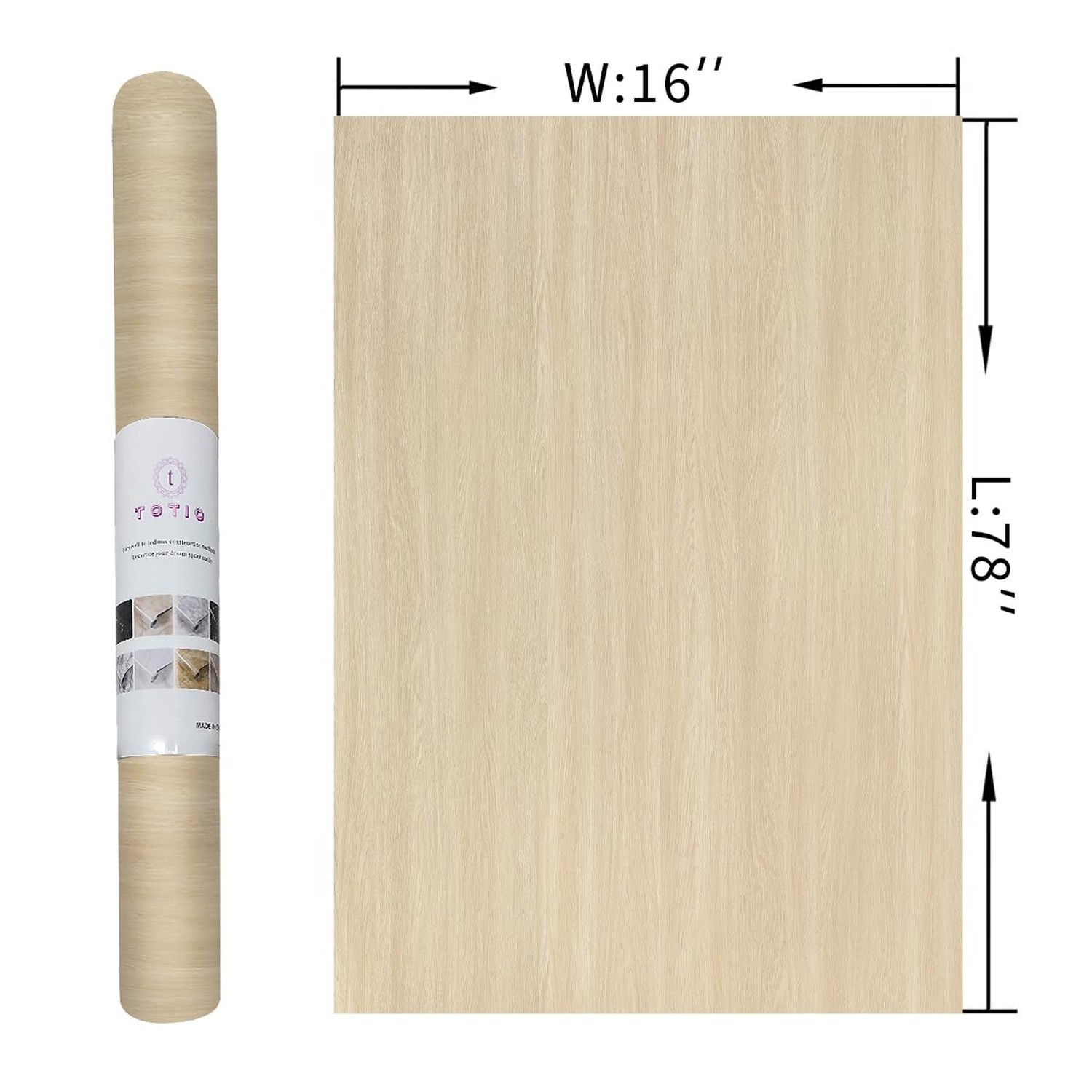 TOTIO Light Brown Wood Grain Contact Paper Peel and Stick Beige Oak Textured …