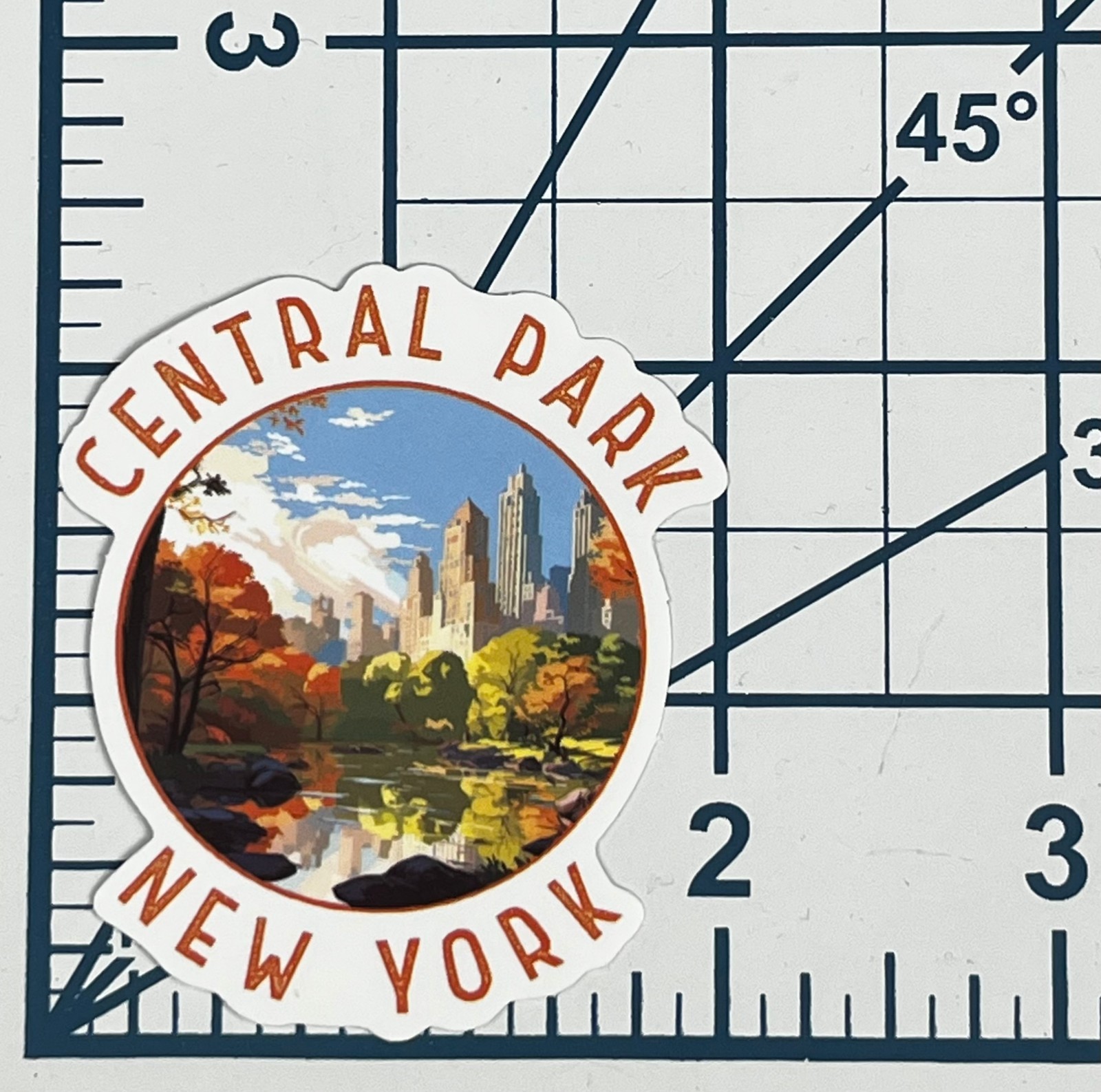 Central Park Vinyl Sticker New York City NYC Skyline Lake Retro Art