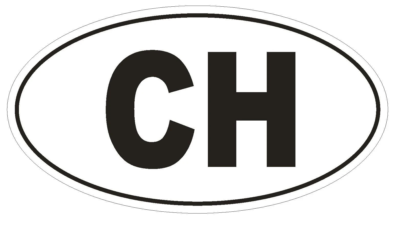 CH Switzerland Country Code Oval Bumper Sticker or Helmet Sticker D966 Swiss