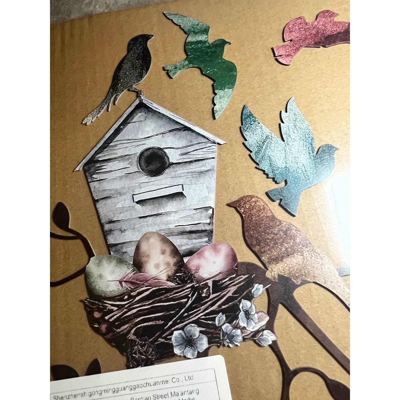 Metal Birdhouse Branch Wall Art Cottagecore Woodland Garden Bird Decor
