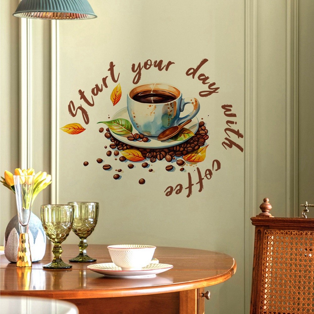 Coffee Cup Wall Stickers Restaurant Background Decoration Mural for Cafe2007