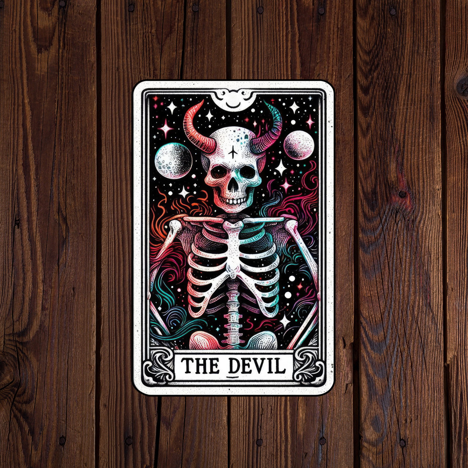 Tarot card sticker vinyl decal the devil skeleton evil moon novelty laptop mug