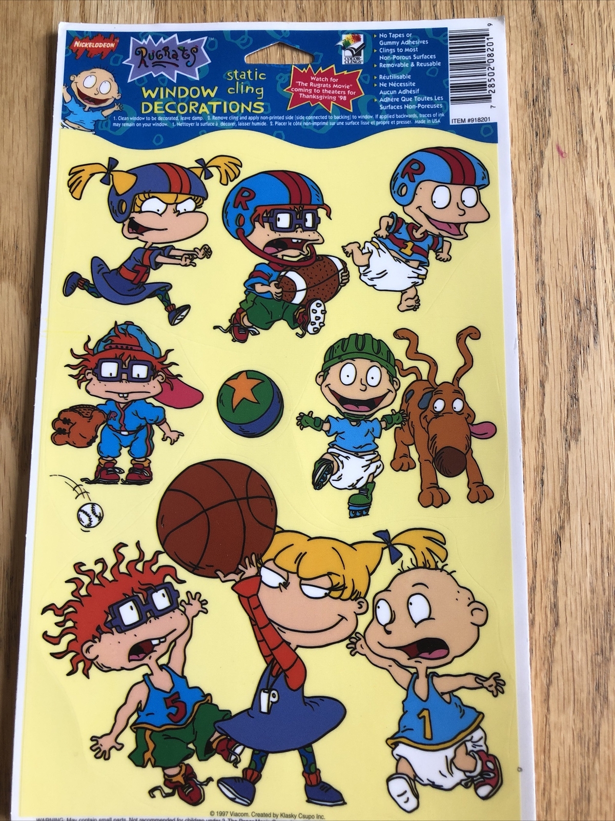 Rugrats Static Cling Window Decorations Nickelodeon 1997 Sports Football Soccer
