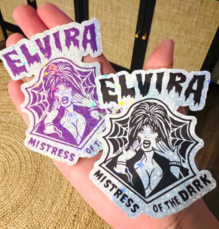 Cute Fantasy Girl Pink Bat Elf Glitter Holographic Horror Sticker Spooky Hallow