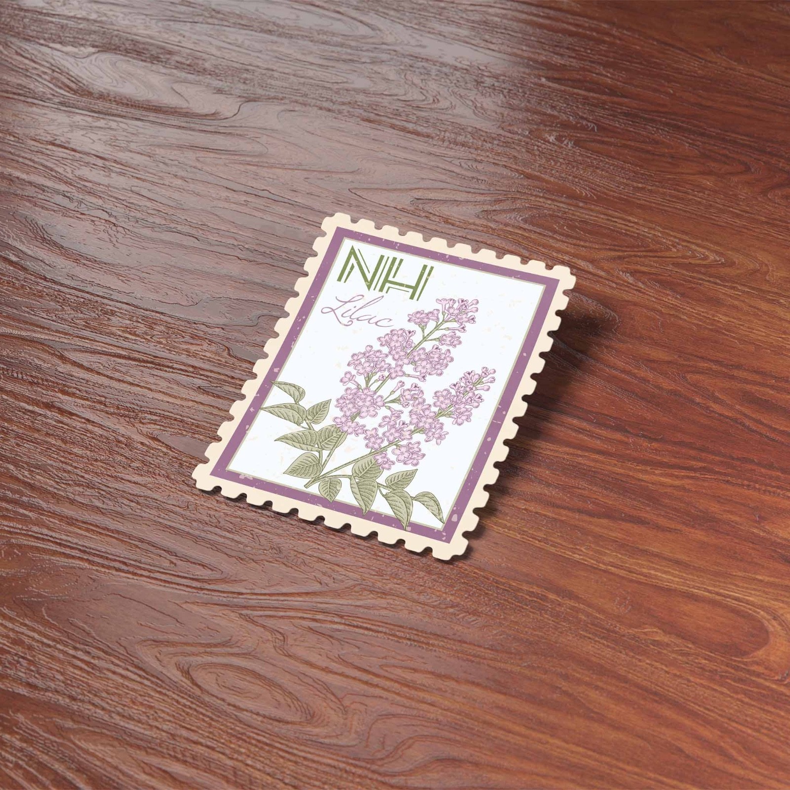 New Hampshire State Flower Lilac Sticker – NH Vintage Stamp Decal for Laptop