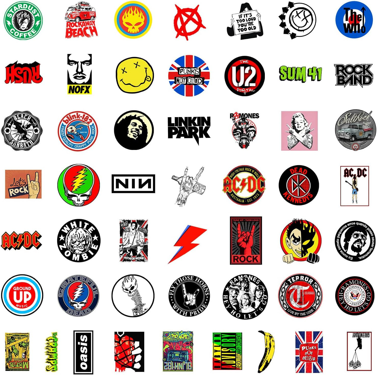 100 PCS Music Themed Graffiti Stickers, Multicolor Vinyl Waterproof Aesthetic St