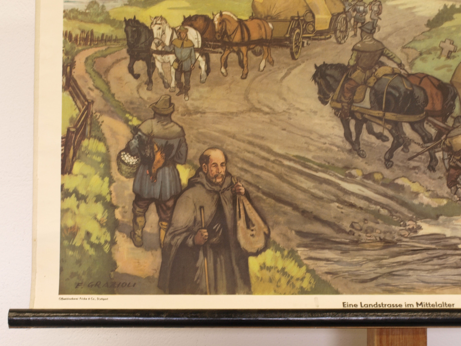 Mural Der New Schulmann 4034 Road IN Medieval 36 3/16×23 5/8in 1951 Vintage