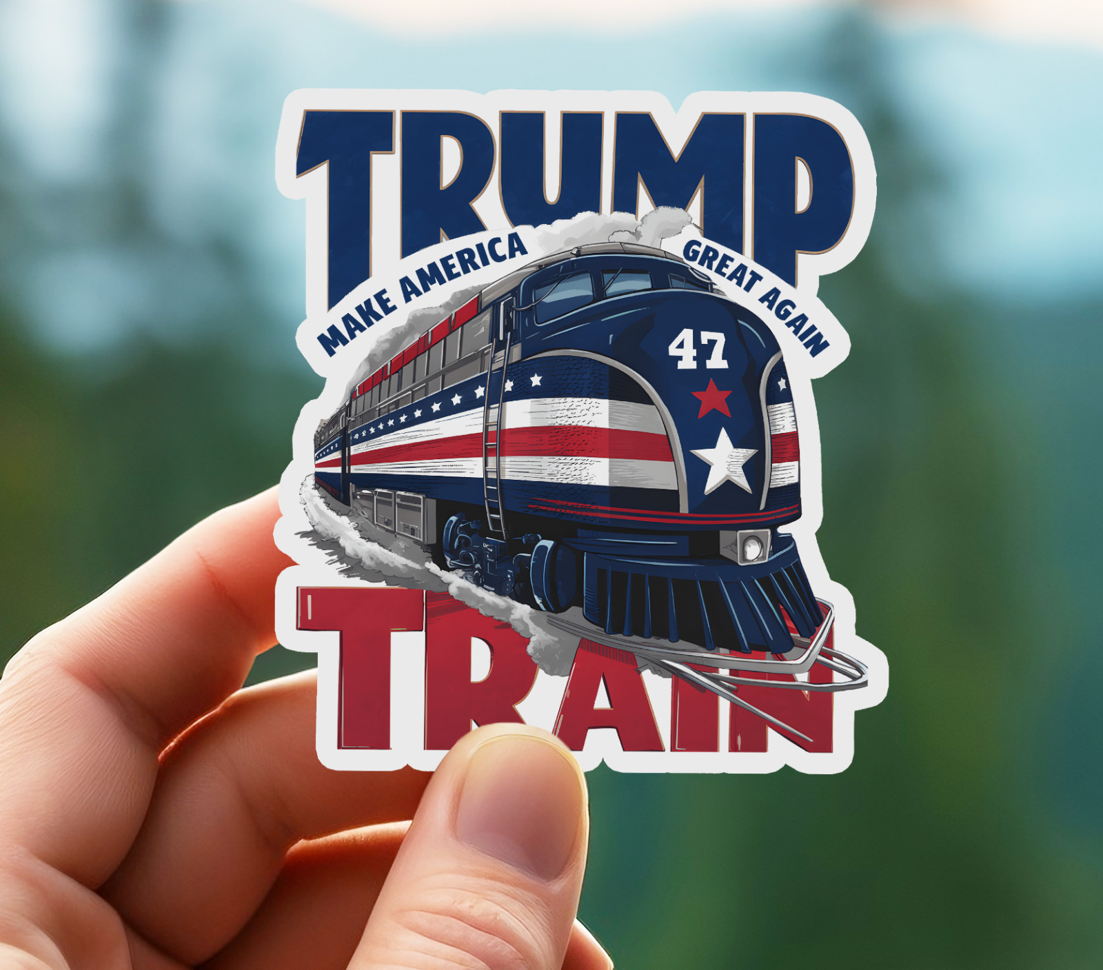 NEW- MAGA – TRUMP TRAIN 2024 "Make US Great AGAIN" Vinyl Sticker 3×3.5 INCHES