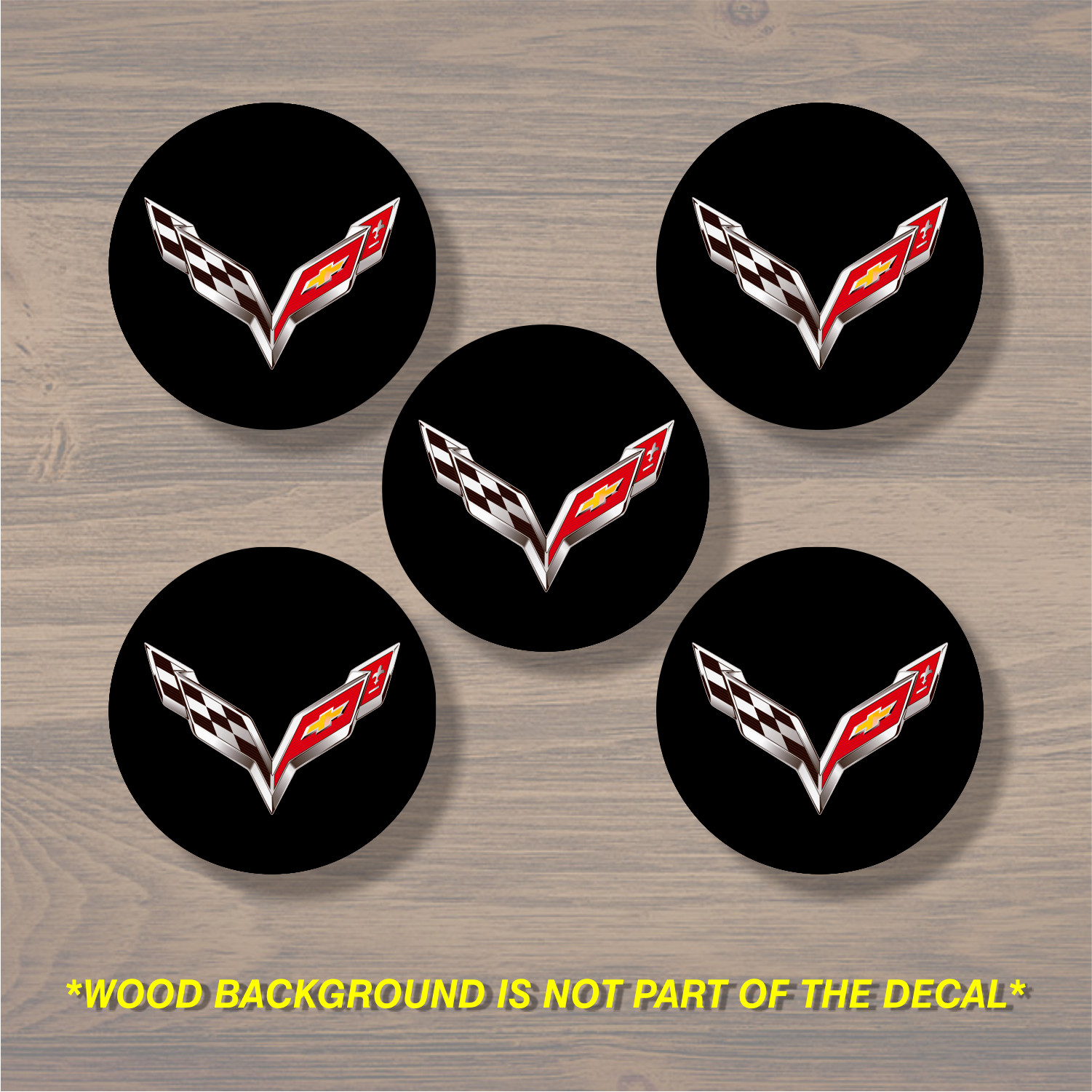 Vinyl Decal Sticker Overlays Fits Corvette Wheel Center Cap x5