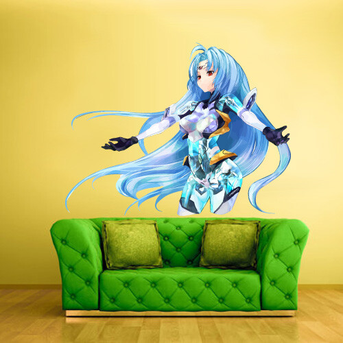 Full Color Wall Decal Sticker Anime Manga Girl Princess Blue Comics (Col380)