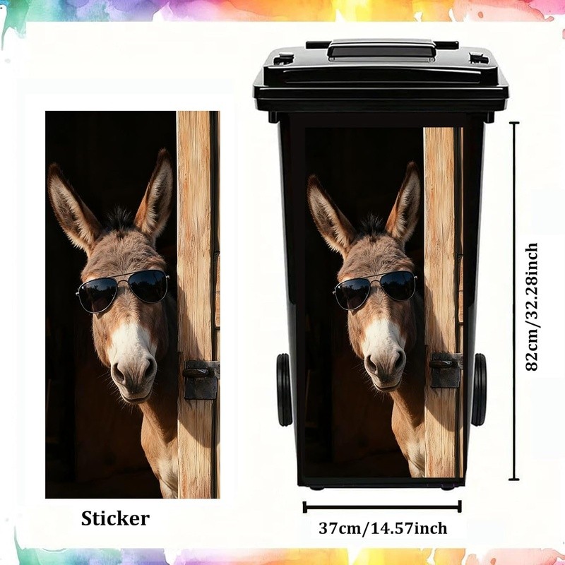 Animal Trash Can Decal Sticker Large Bin Decor DIY Removable Vinyl Waste Bin New