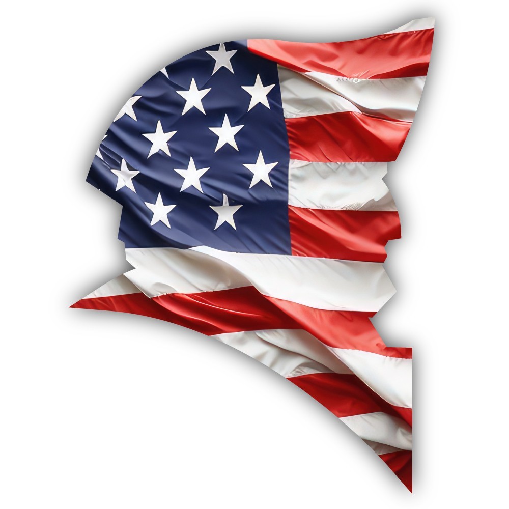 Patriot Waving American Flag Shaped Cut To Shape Vinyl Sticker