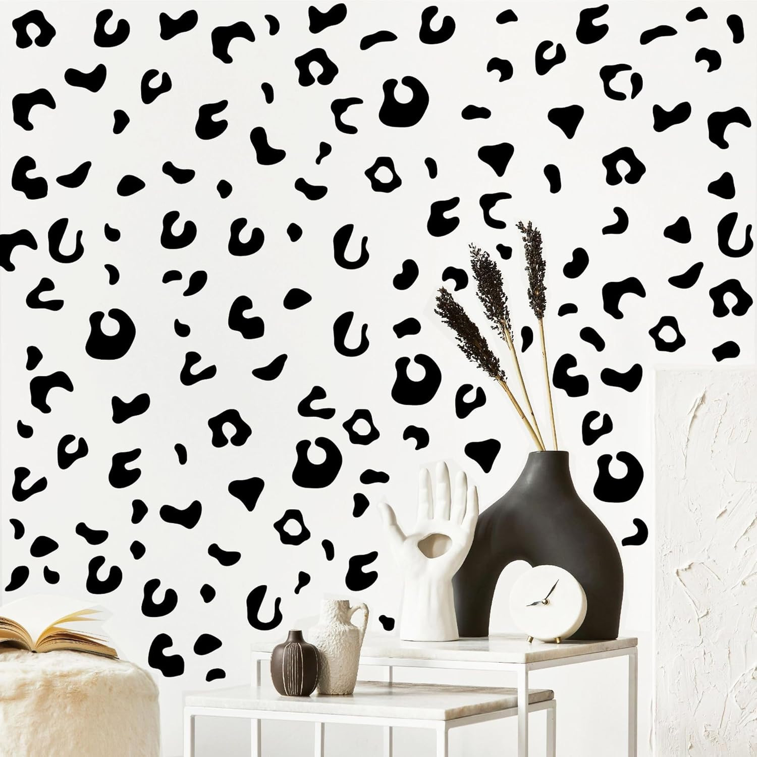 360 Pcs Black Cheetah Stickers Animal Print Cheetah Leopard Wallpaper Removable