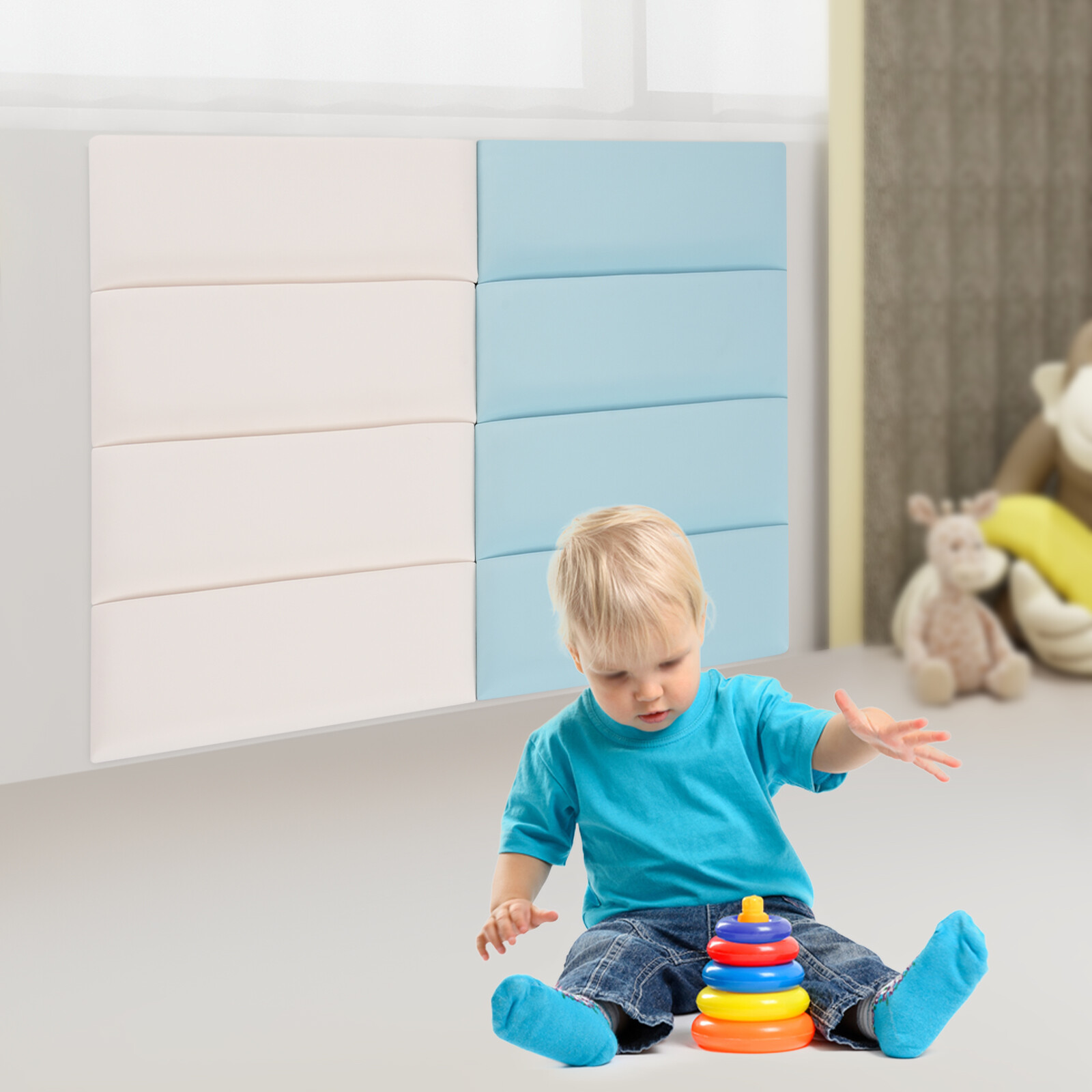 Wall Panels Pack of 8 Self-Adhesive Wall Panel, Anti-collision Wall Padding
