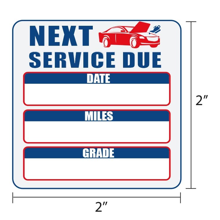 Oil Change Stickers 250 Pcs per Roll-Service Reminder Stickers-2 Inches X 2 Inch