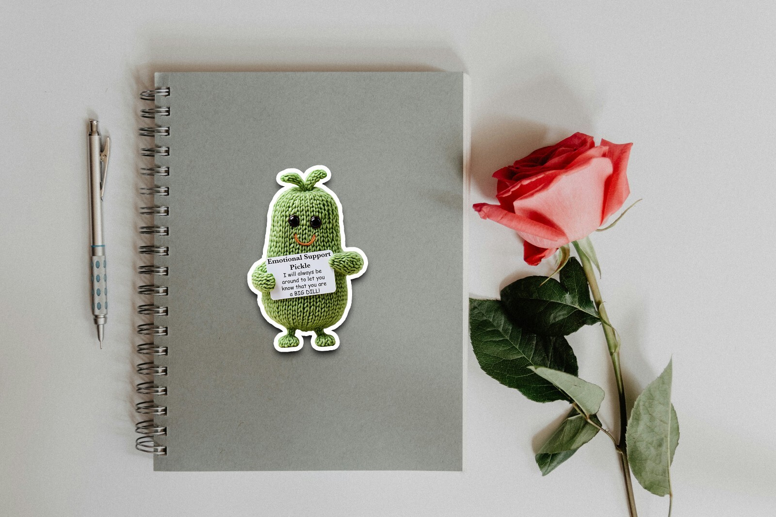 Silly Pickle Emotional Support Sticker Glossy Vinyl Sticker – This is Fine, Depr