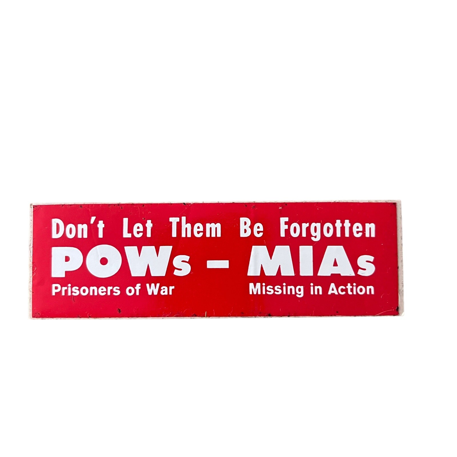 Vintage 1970’s Thick Vinyl POW / MIA Small 4”x1” Bumper Sticker – Vietnam Era