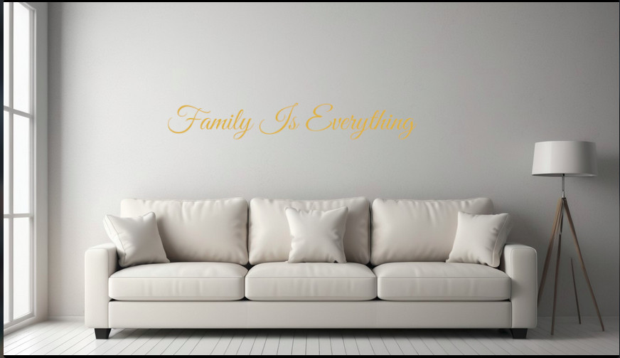 family is everything home decor living room, bedroom 4in x 23in gold vinyl decal