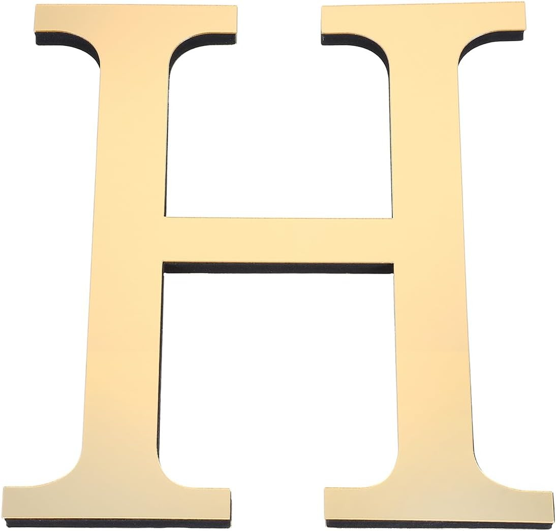 7.87 Inch 3D Acrylic Alphabet Mirror Wall Stickers Letter H Self-Adhesive Home D