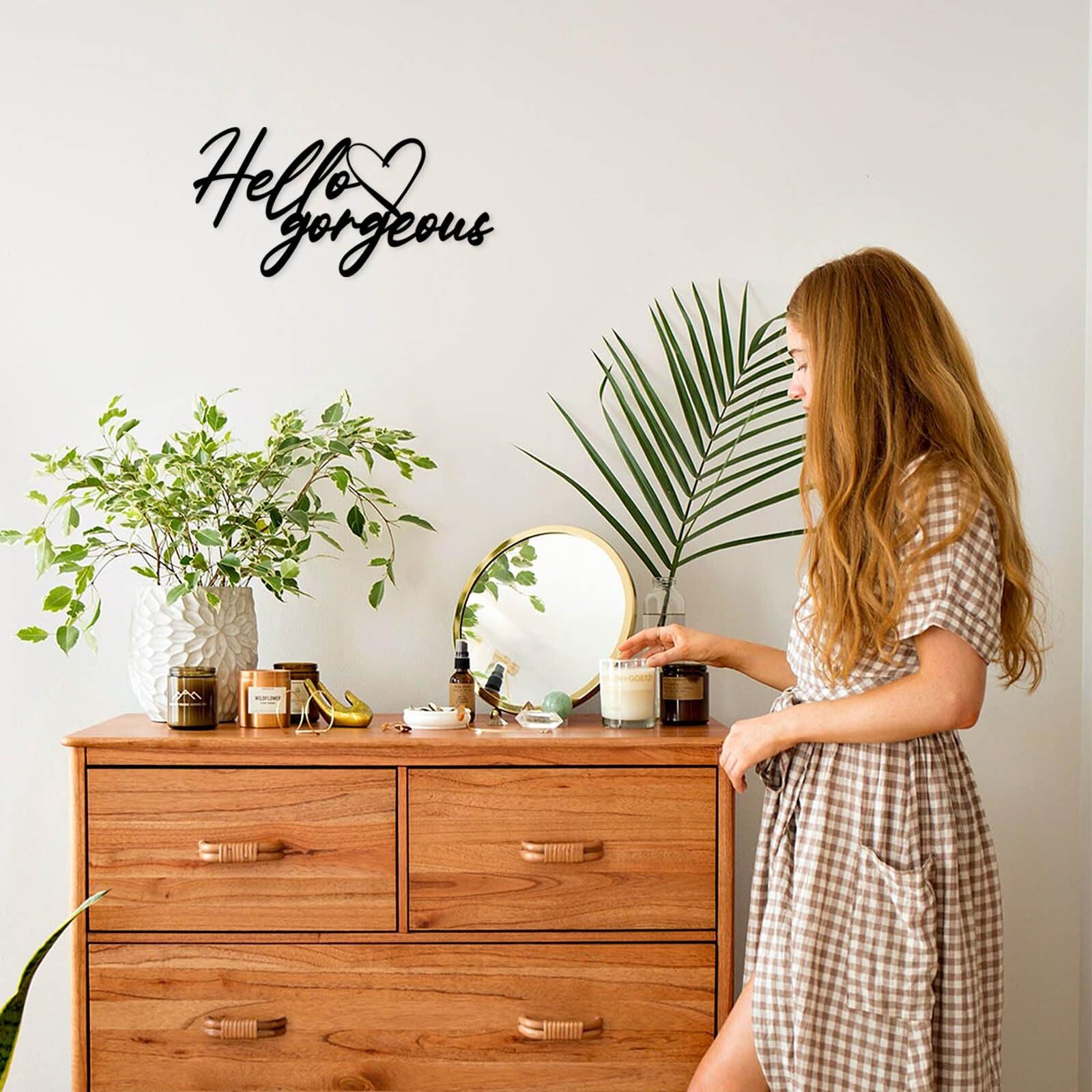 Hello Gorgeous Wall Decor Metal Hello Gorgeous Sign Rustic Farmhouse Wall Sig…