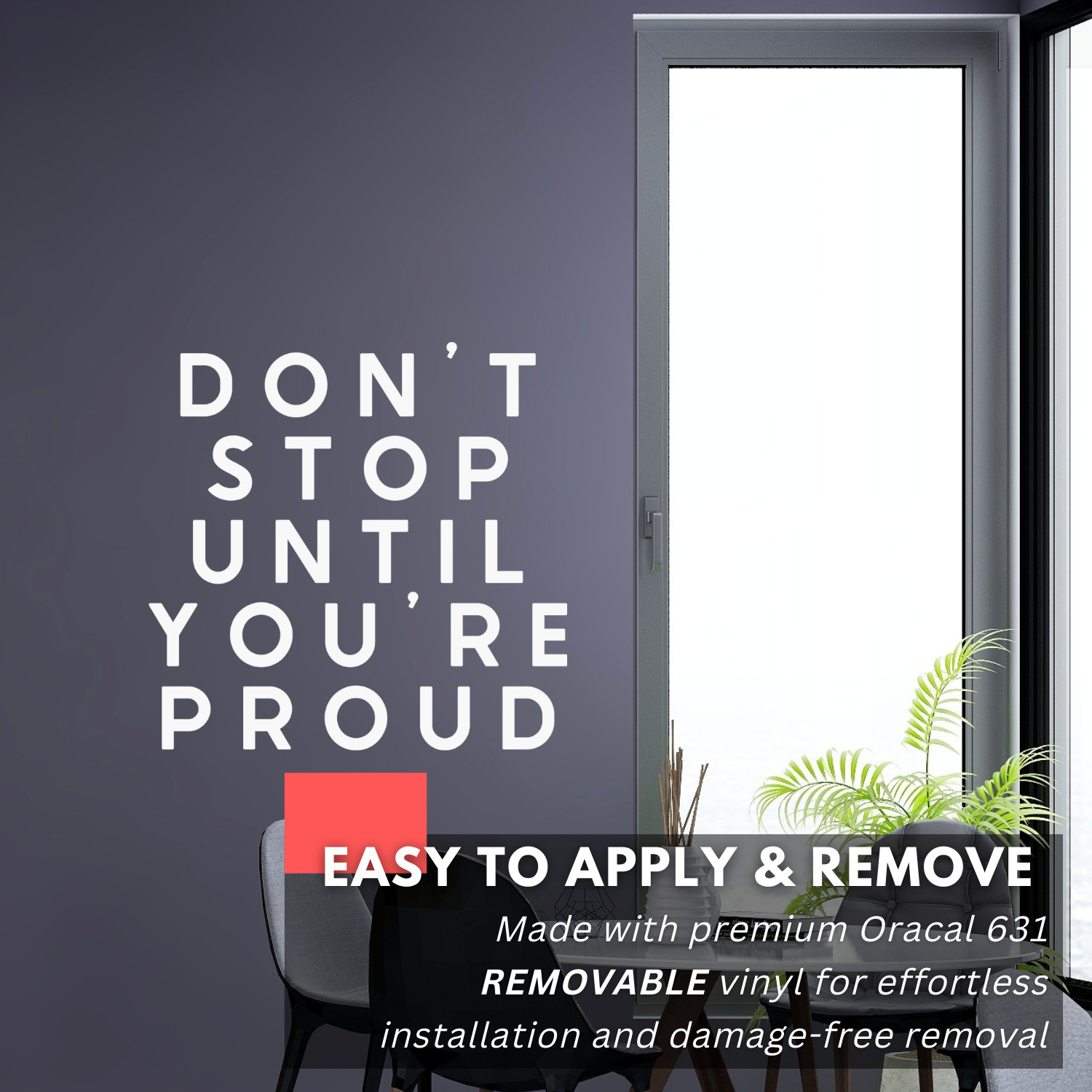 Motivational Wall Decal – Don't Stop Until You're Proud – Gym & Office Decor