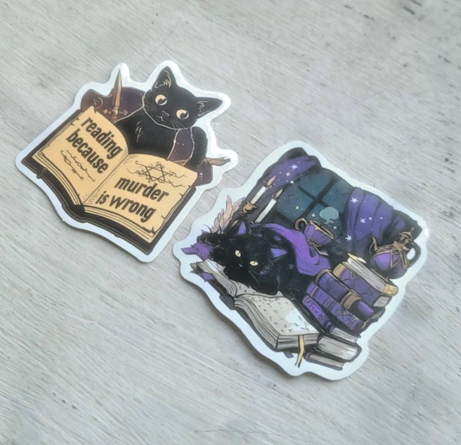 Haunted Active Spirit Witch Owned Spell Book Cat Sticker Lot Of 2 Pc Pcs