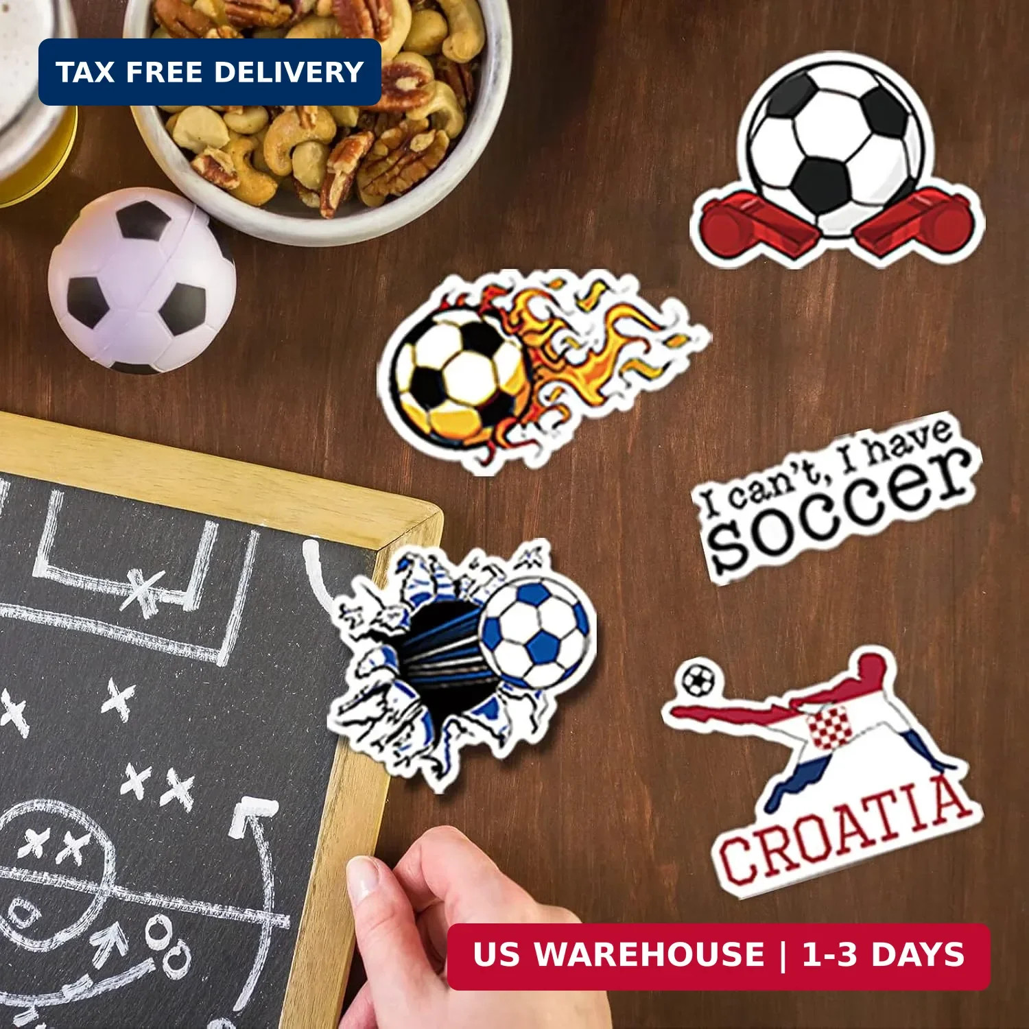 100PCS Soccer Stickers for Boys Girls Kids Teens, Vinyl Waterproof Soccer Sticke