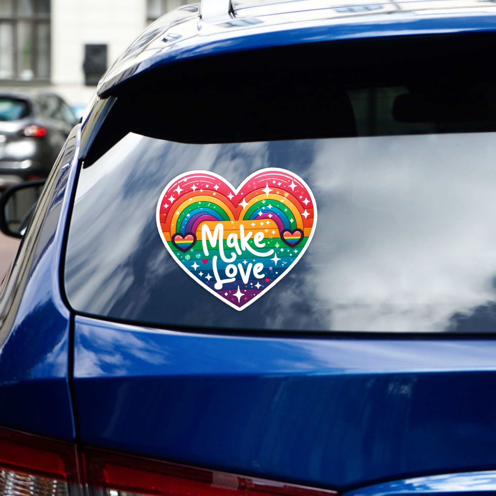 Make Love Rainbow Heart – Vinyl Decal Sticker – Car Window Laptop – #238