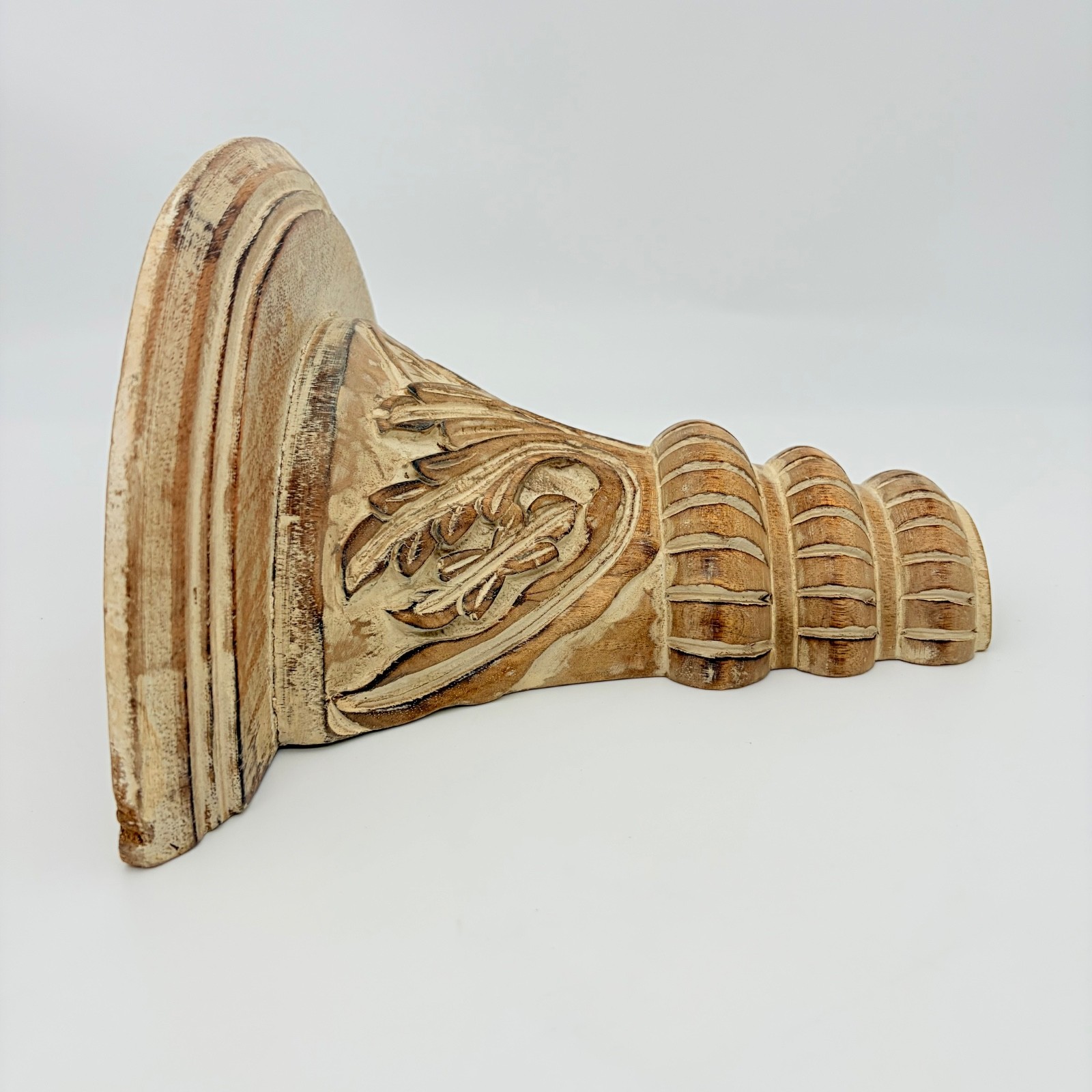 Wall Sconce Shelves Carved Wood Vintage Ornate Set of 2 made in India