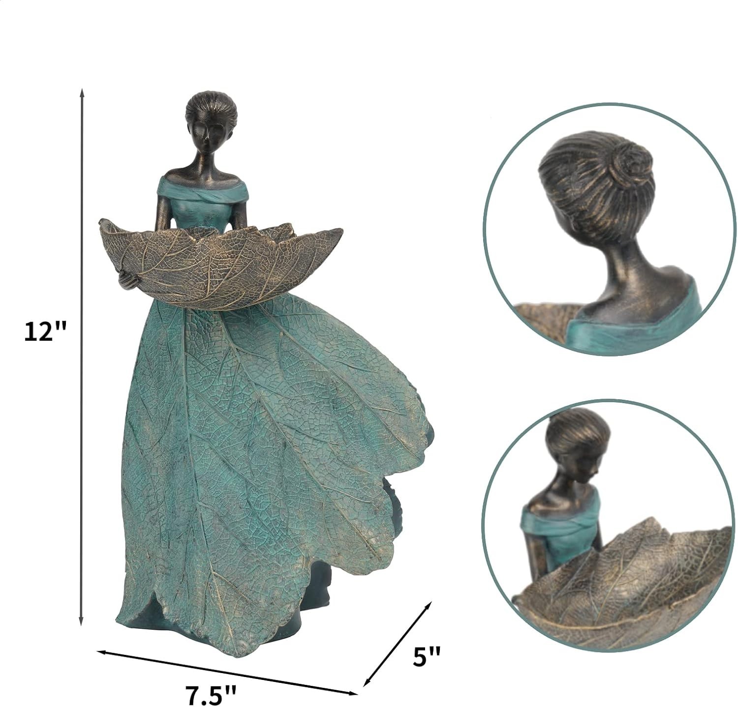 Fairy Garden Statues Bird Feeder – 12 Inch Resin Outdoor Fairy Statue for Garden