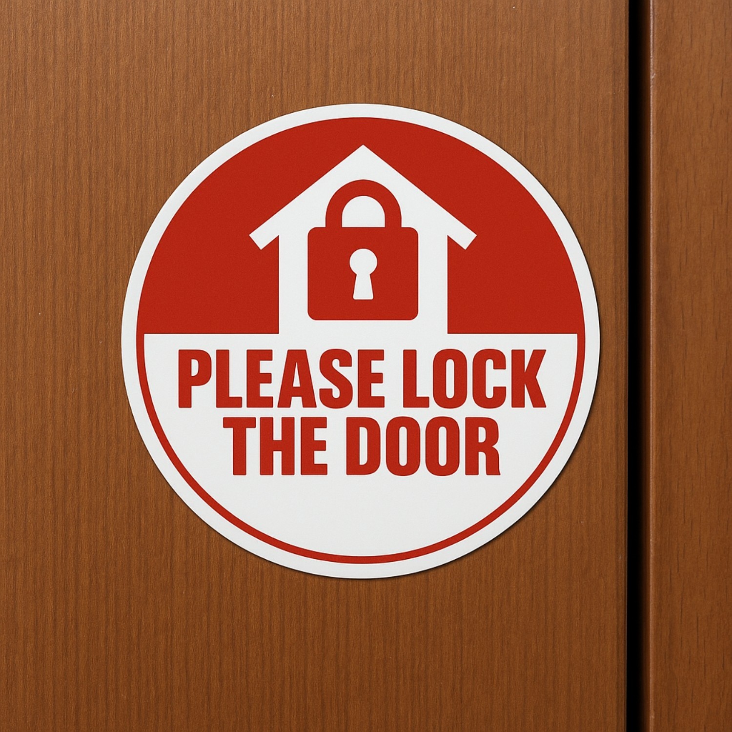 Please Lock the Door Stickers: Waterproof Vinyl Warning Labels, 4-Pack