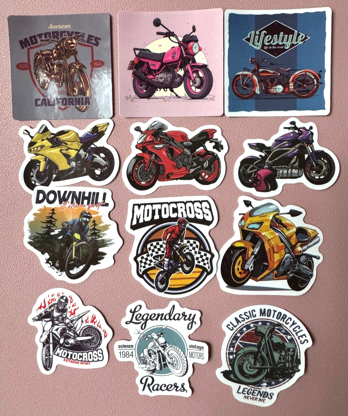 Retro Motorcycle Stickers Motorcycle Club Stickers 7pcs Random Mix
