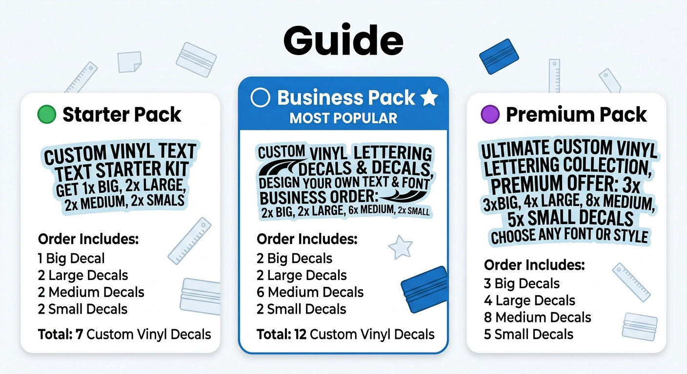 CUSTOM VINYL LETTERING DECAL SET – BUSINESS NAME, HOURS, PHONE, WEBSITE