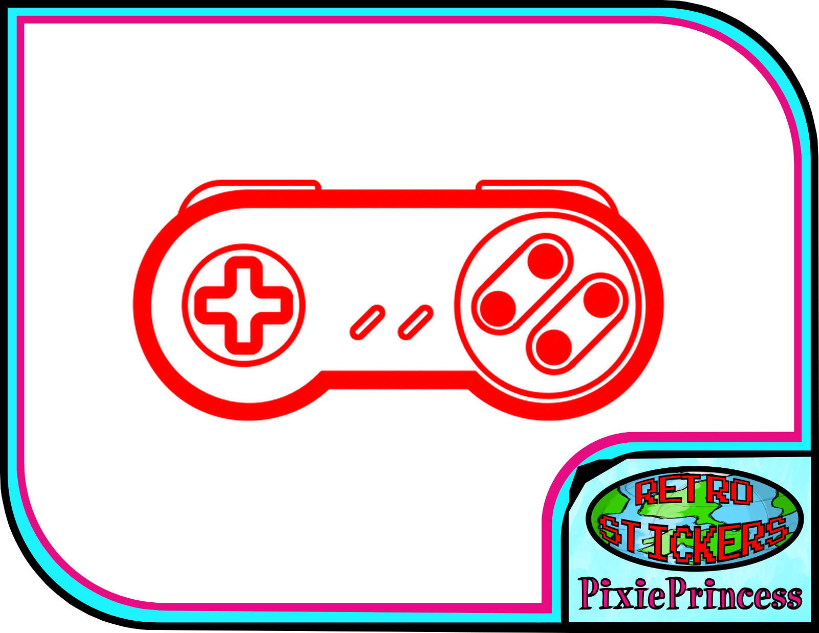 Nintendo Super SNES Controller D Vinyl Sticker Car Truck Gamer Window Wall Game