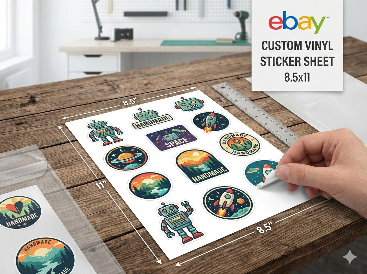 Custom Vinyl Sticker Sheet 8.5 x 11" Logo Decals Matte Glossy Professional Print