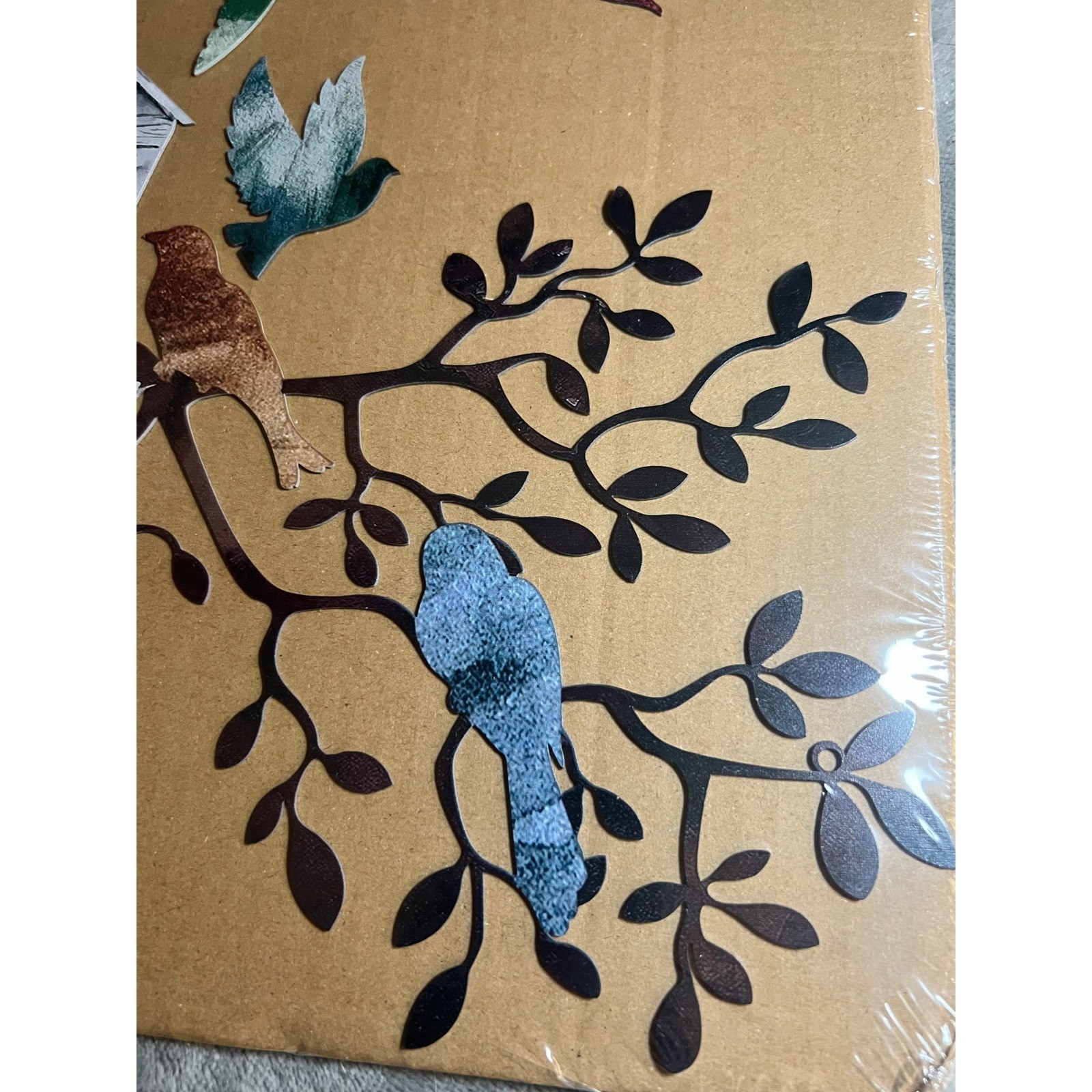 Metal Birdhouse Branch Wall Art Cottagecore Woodland Garden Bird Decor