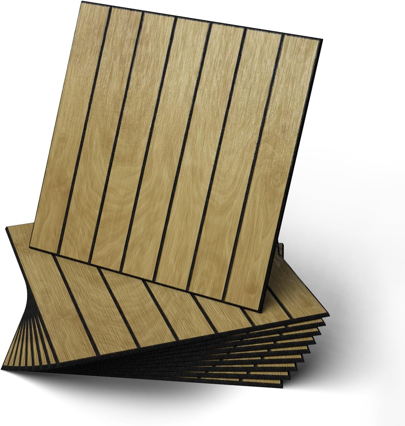 Peel & Stick Wood Slat Wall Panels 12"x12" 30×30cm Decorative PVC Soundproof